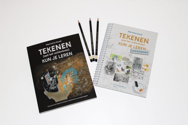 Leer tekenen duo pakket. Boek en werkboek tekenen kun je leren met 3 gratis potloden